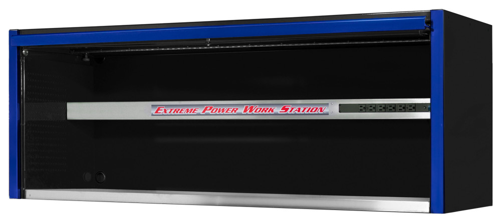 Extreme Tools 72 Black Power Workstation Hutch with Blue
