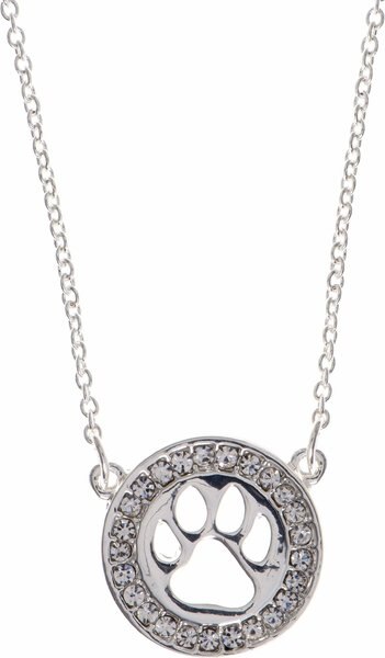 Pet Friends Pave Paw Cutout Pendant Necklace