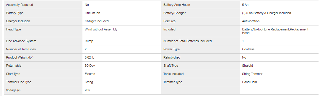 DEWALT DCST922P1 20V MAX Lithium-Ion Brushless Cordless String Trimmer with (1) 5.0Ah Battery and Charger Included