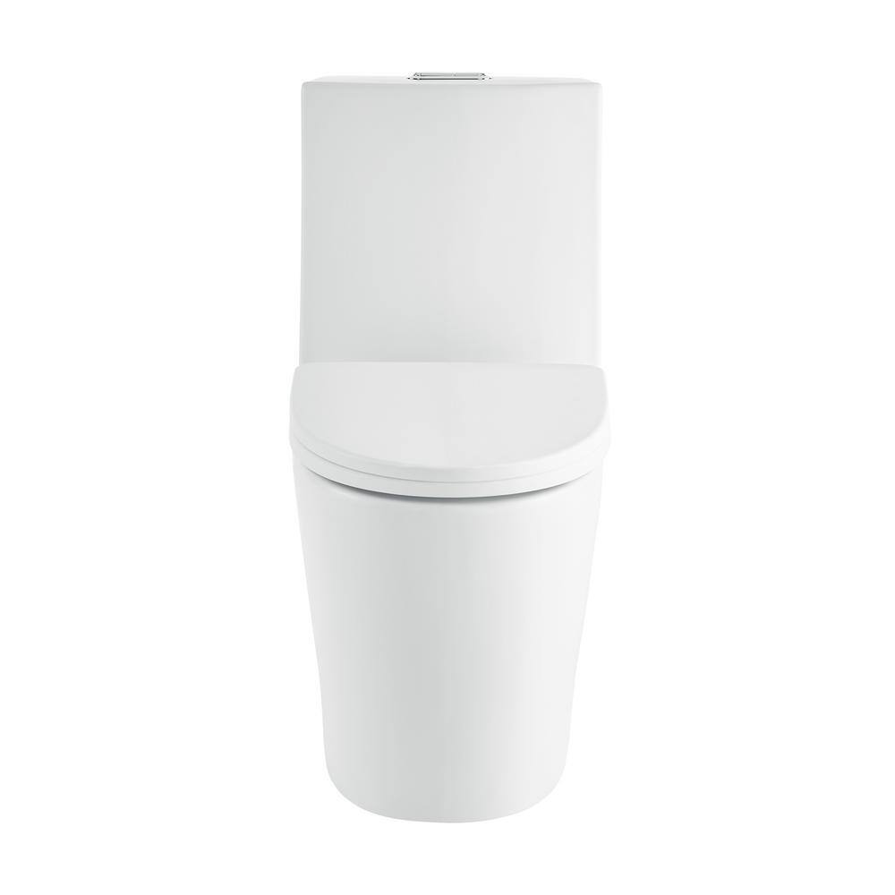 Swiss Madison St. Tropez 1-Piece 1.1 GPF1.6 GPF Dual Flush Elongated Toilet in Matte White Seat Included SM-1T254MW