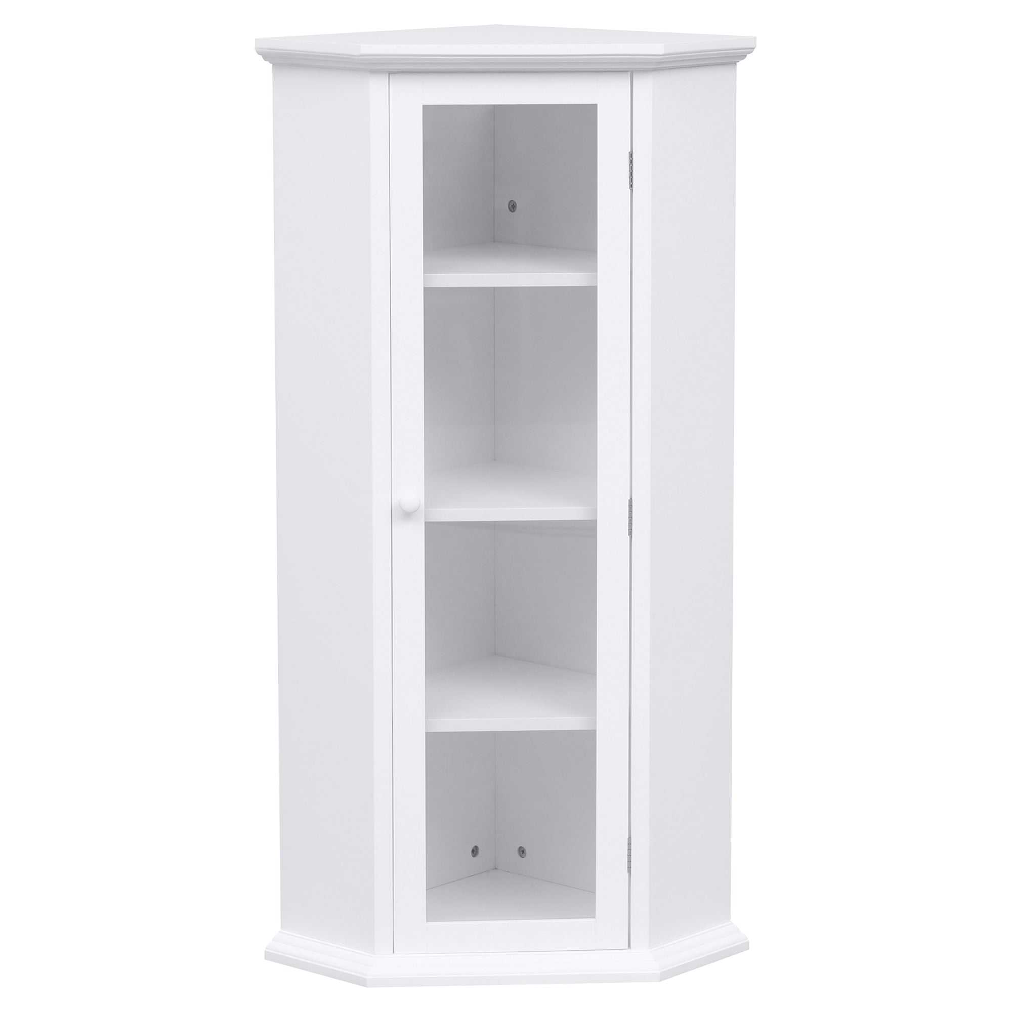 ALPACASSO Bathroom Cabinet, Storage Cabinet with Glass Door and Removeable Shelves, Modern MDF Freestanding Cabinet, Bathroom Corner Cabinet, Storage Cabinet Furniture for Home Bathroom, White