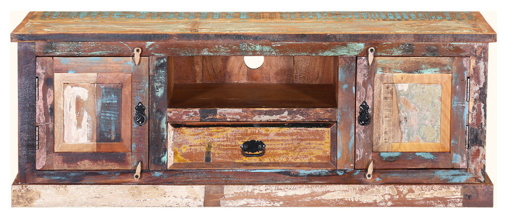 Rustic Pioneer Reclaimed Wood TV Console Entertainment Cabinet   Farmhouse   Entertainment Centers And Tv Stands   by Sierra Living Concepts Inc  Houzz