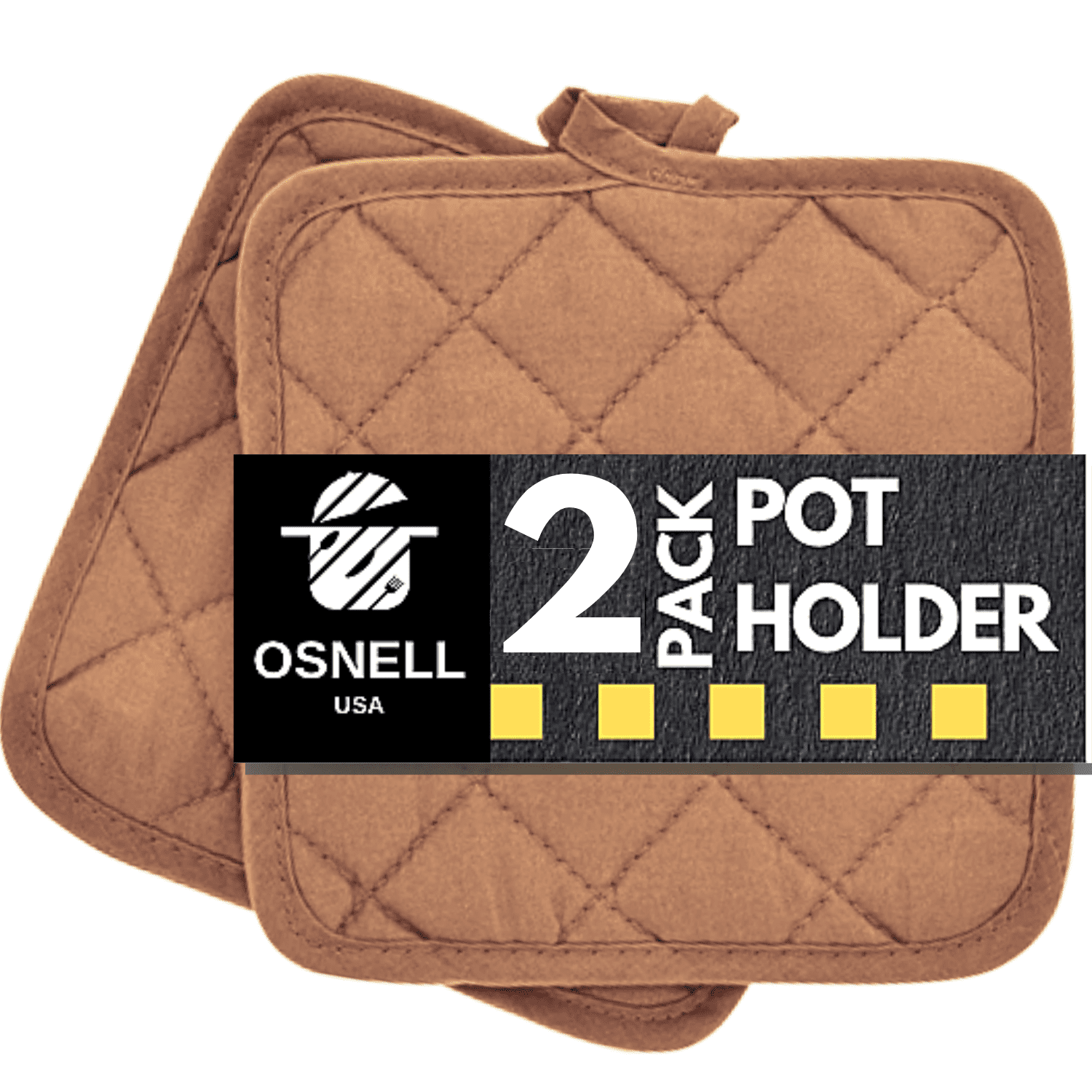 Pot Holders 7 Square Solid Color (Pack of 2) - Brown - Pot Holders For Kitchen