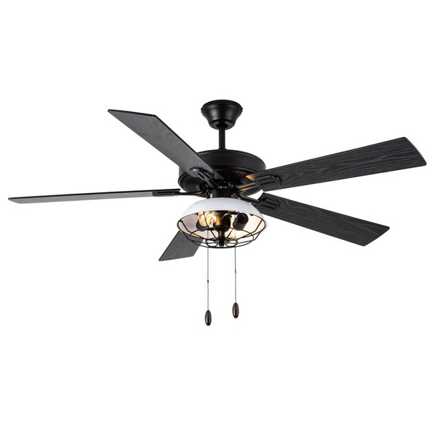 5 blade Led Metal Lantern Lighted Ceiling Fan Black River Of Goods