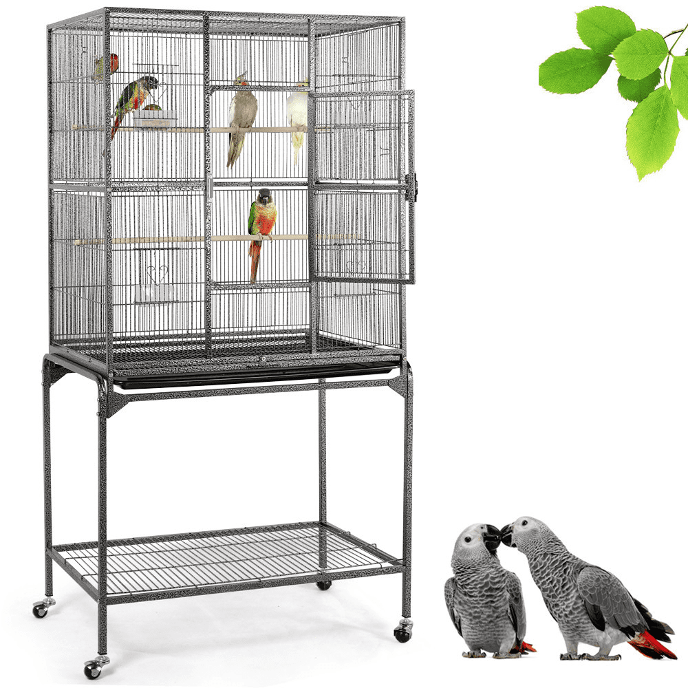 Yaheetech 63''H Large Parrot Cage w/ Stand， Hammered black