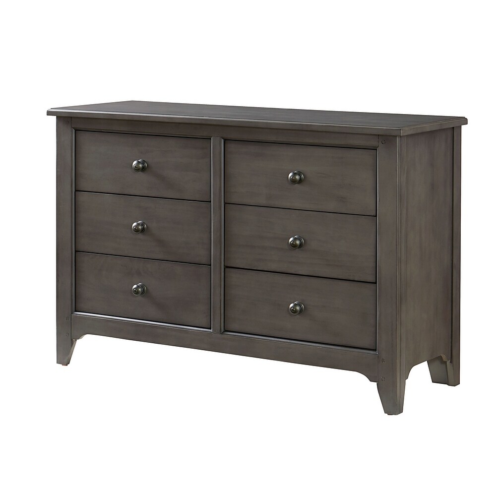 Taylor 6 Drawer Farmhouse Wood Dresser  Dusk Gray