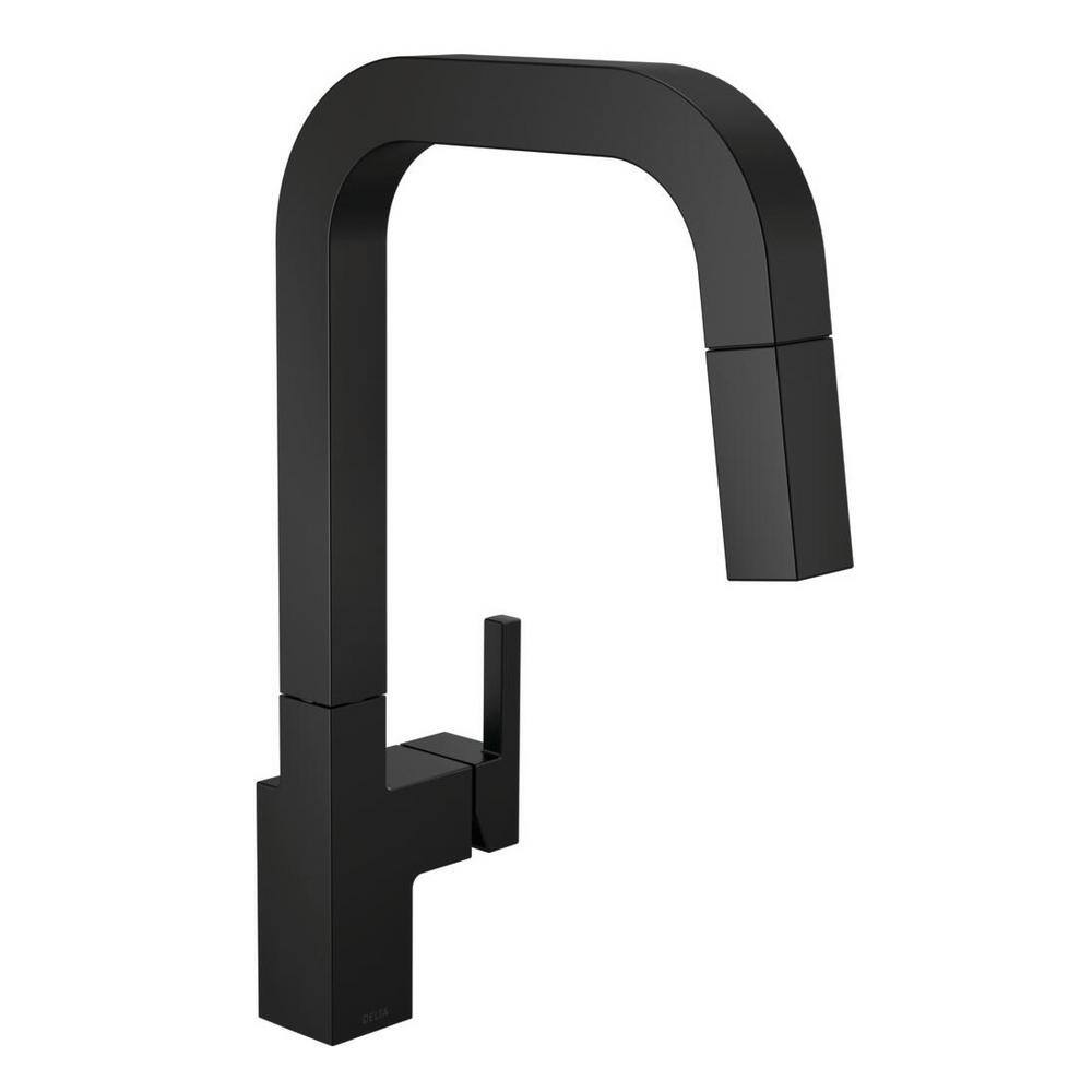 Delta Junction Single-Handle Pull-Down Sprayer Kitchen Faucet [with MagnaTite Docking] in Matte Black 19825LF-BL