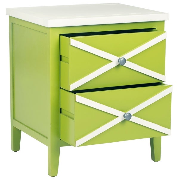 SAFAVIEH Sherrilyn Lime Green/ White Storage 2-drawer Side Table - 0