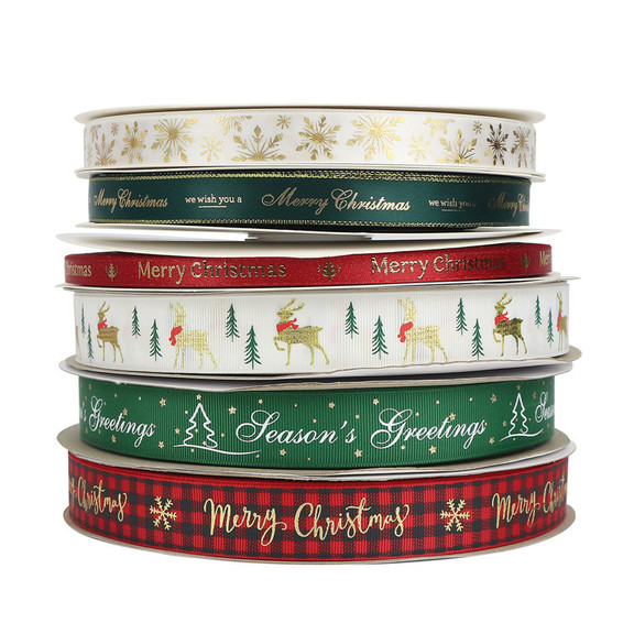 100 Yards Christmas Satin Ribbons Grosgrain Ribbon...