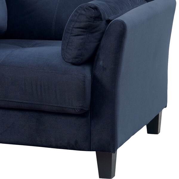 Fabric Upholstered Chair with Curved Arms and Tapered Legs， Blue