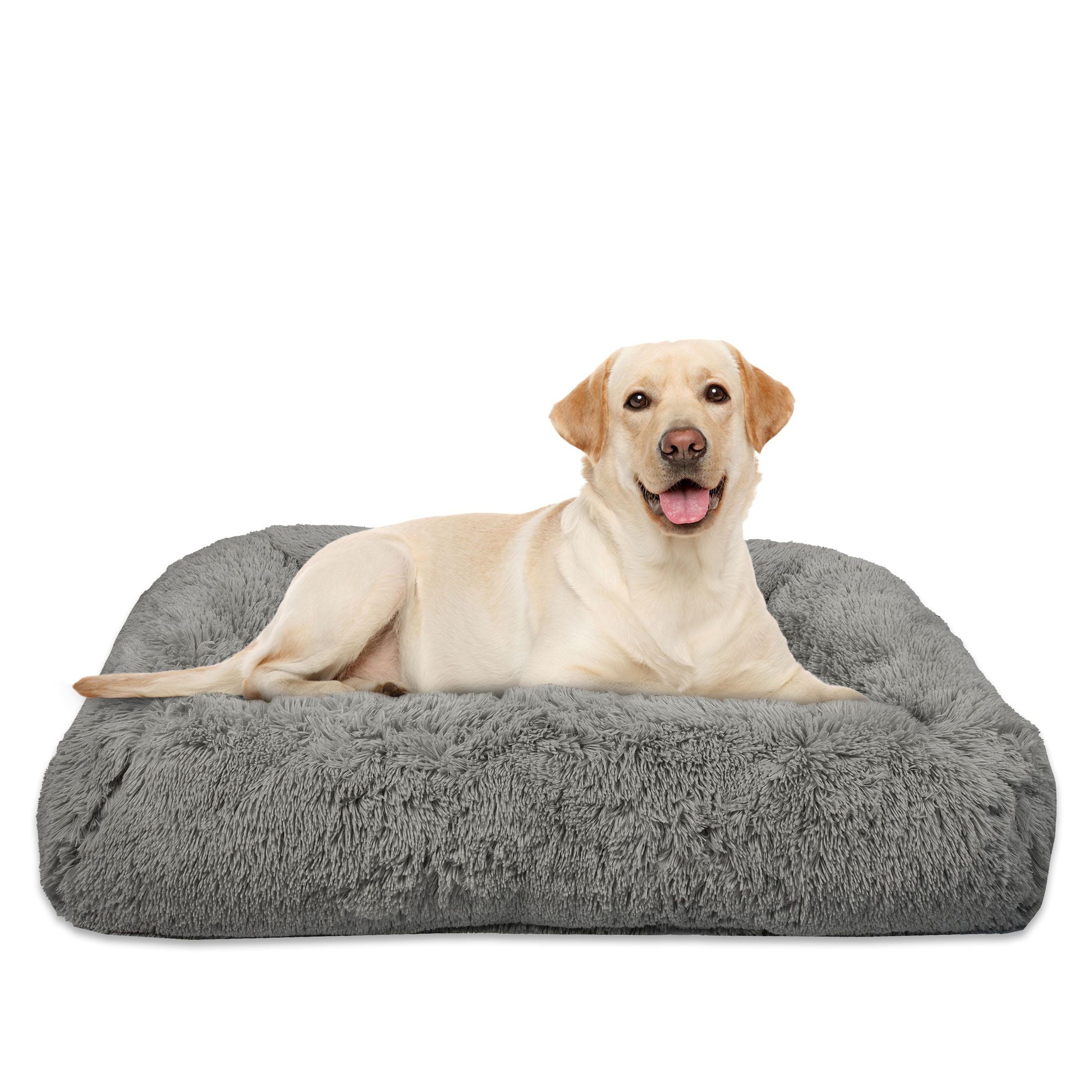 Vibrant Life Large Furry Bolster Dog Bed, Taupe