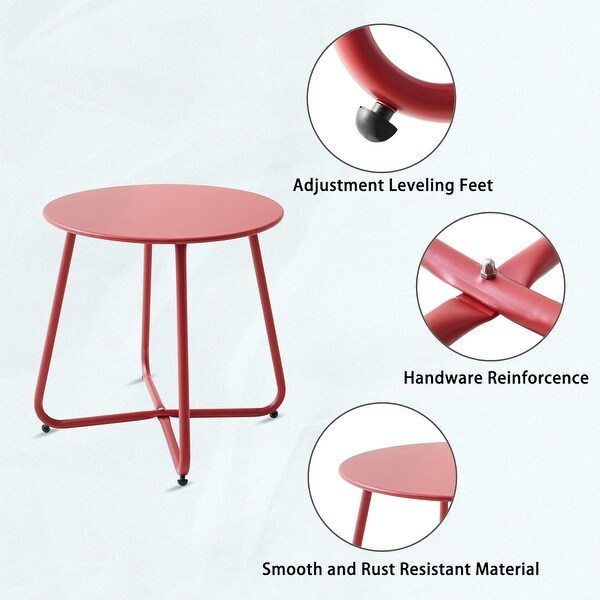 Patio Small Side Table Waterproof Round Metal Steel Portable Outdoor and Indoor End Table for Garden Balcony Yard