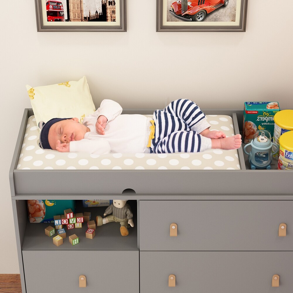 45inch Hidden Trash Storage  Nursery Dresser w/Changing Station White