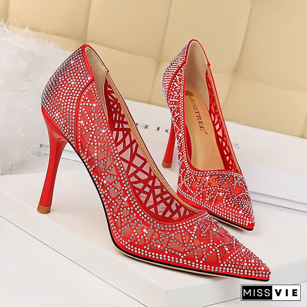 Women Pumps Spring Hot Sale Women Shoes Pointed Toe Pumps Dresshigh Heels Boat Wedding Zapatos Mujer