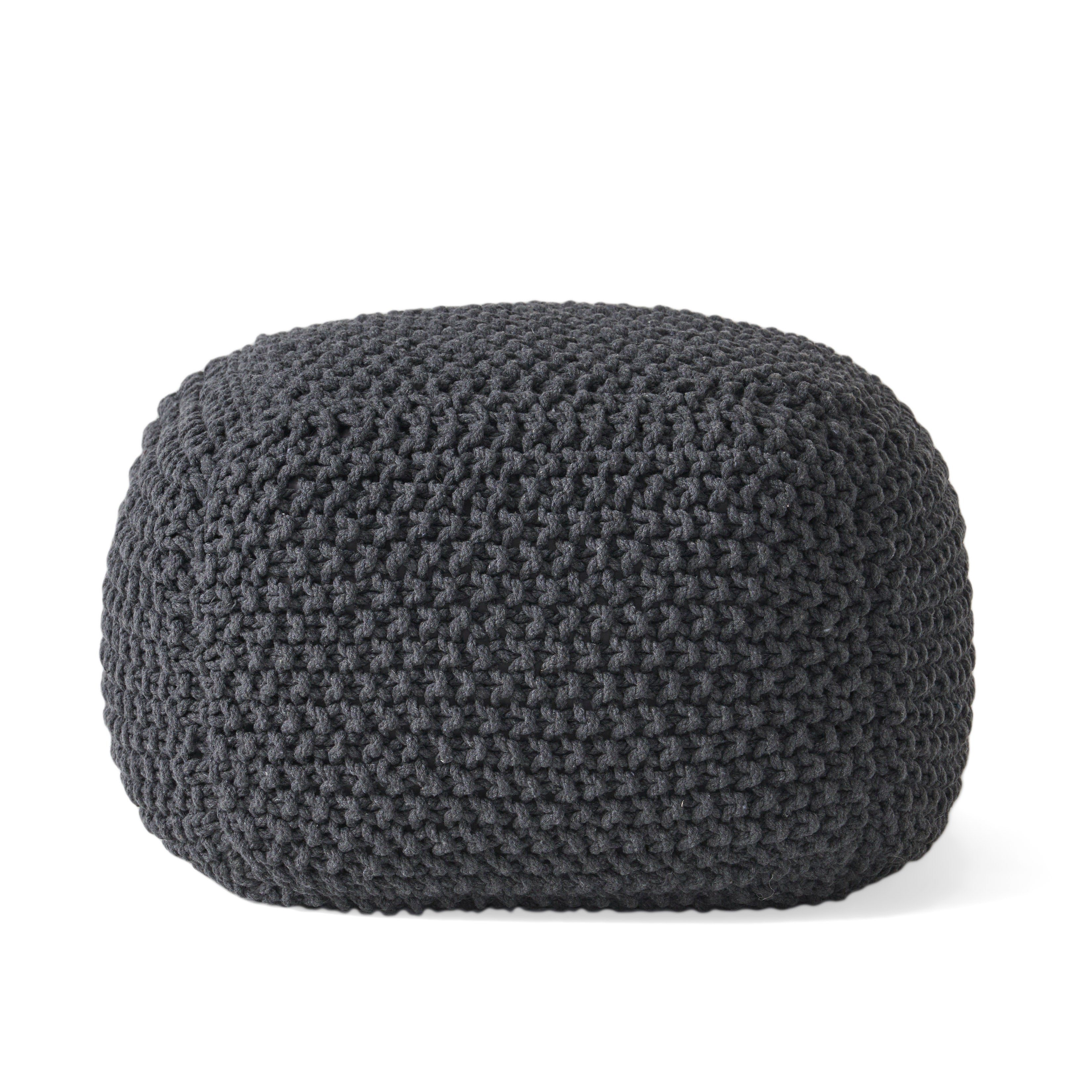 Teresa Modern Knitted Cotton Cube Pouf