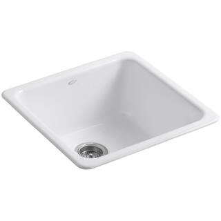 KOHLER Iron Tones Dual Mount Cast Iron 21 in. Single Bowl Kitchen Sink in White K-6587-0