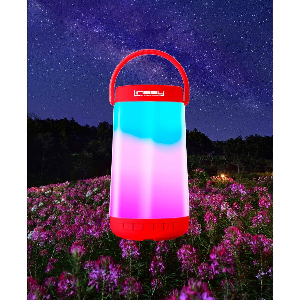 LINSAY Led Light Party Show Bluetooth Speaker IndoorOutdoor Red SLP-500CLRHD