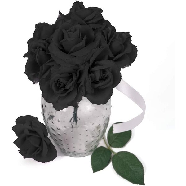 Artificial Flowers Black Rose Picks for Wedding，Bouquets，Table Centerpieces，