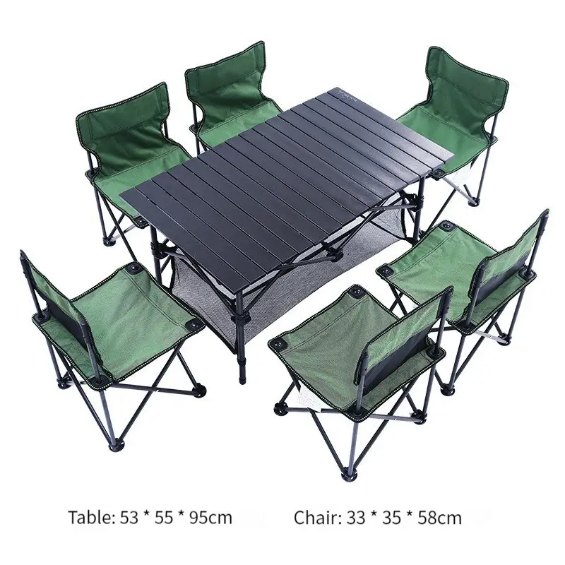 Outdoor Foldable Table and Chair Set 6Person BBQ Camping Hiking Equipment Outdoor Funiture