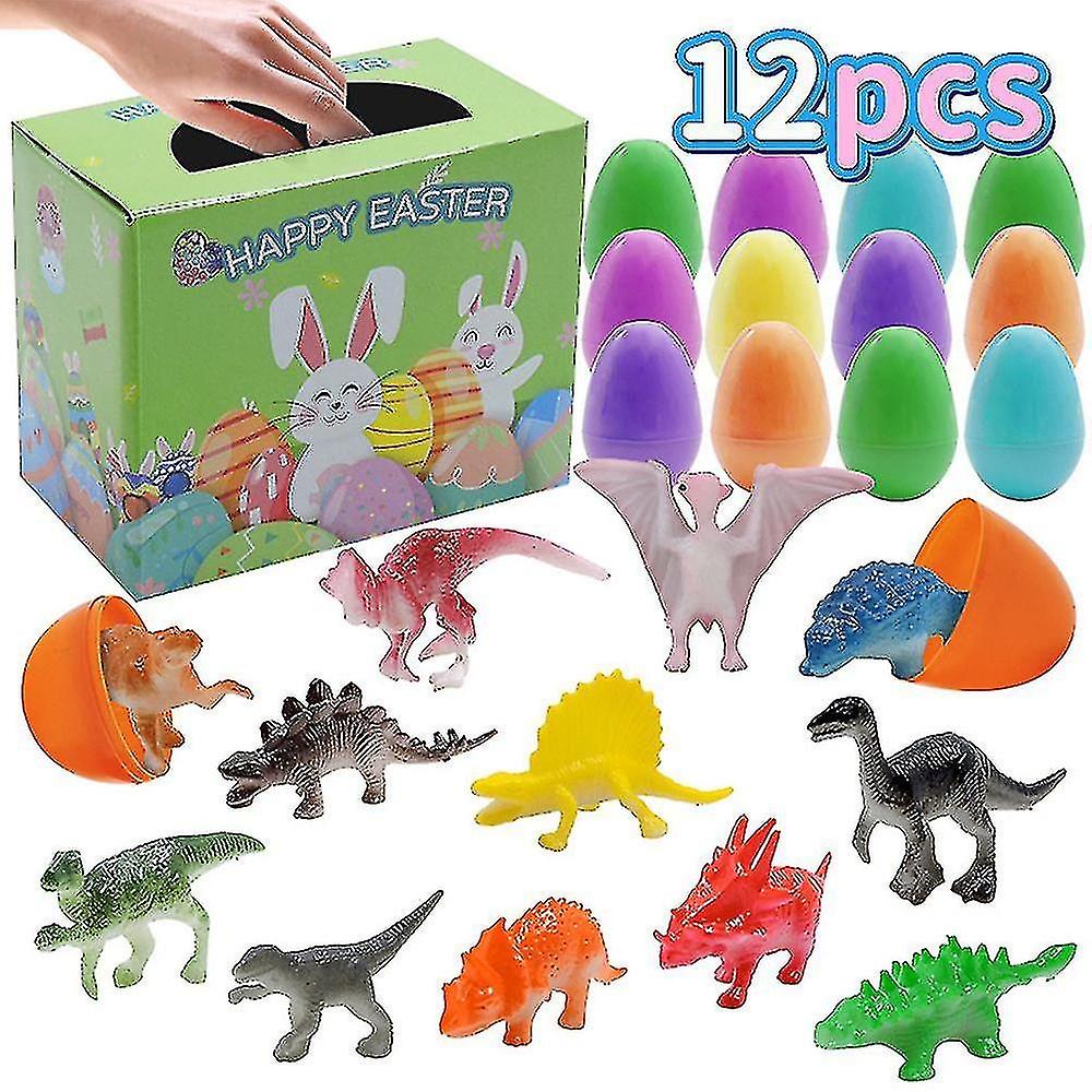 12 Pack Surprise Eggs Prefilled Kids Dinosaur Toys - Easter Egg Hunt Easter Basket Filler Easter Par