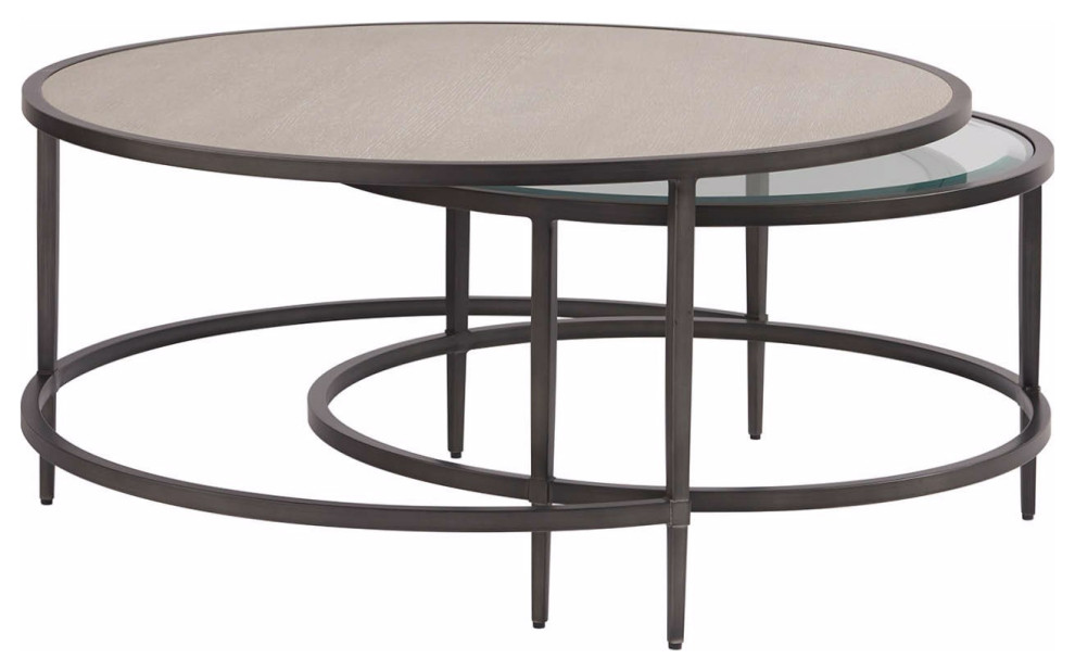 Universal Furniture Midtown Wood and Glass Nesting Tables in Beige Finish   Transitional   Coffee Table Sets   by Universal Furniture Company  Houzz