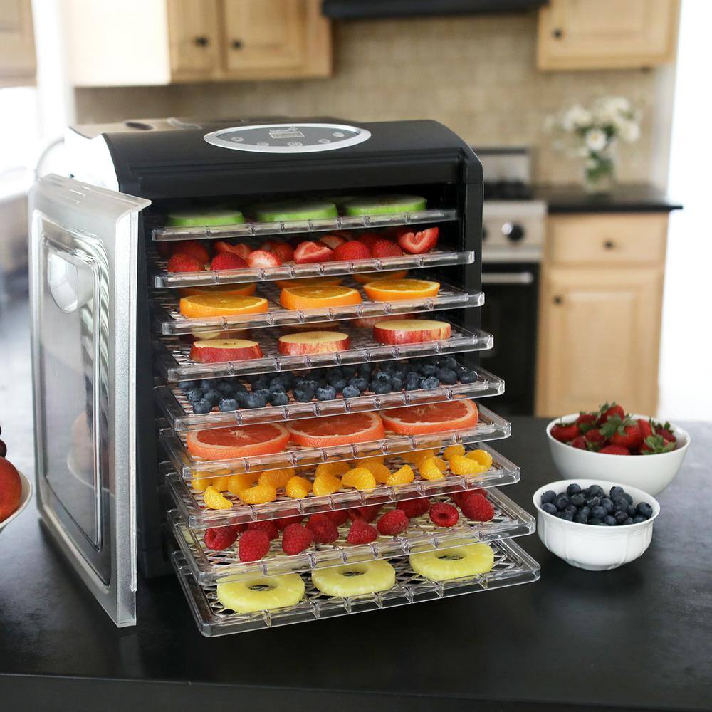 Ivation 9 Plastic Tray Food Dehydrator For Snacks Herbs Fruit and Beef Jerky IVFD90RBWH