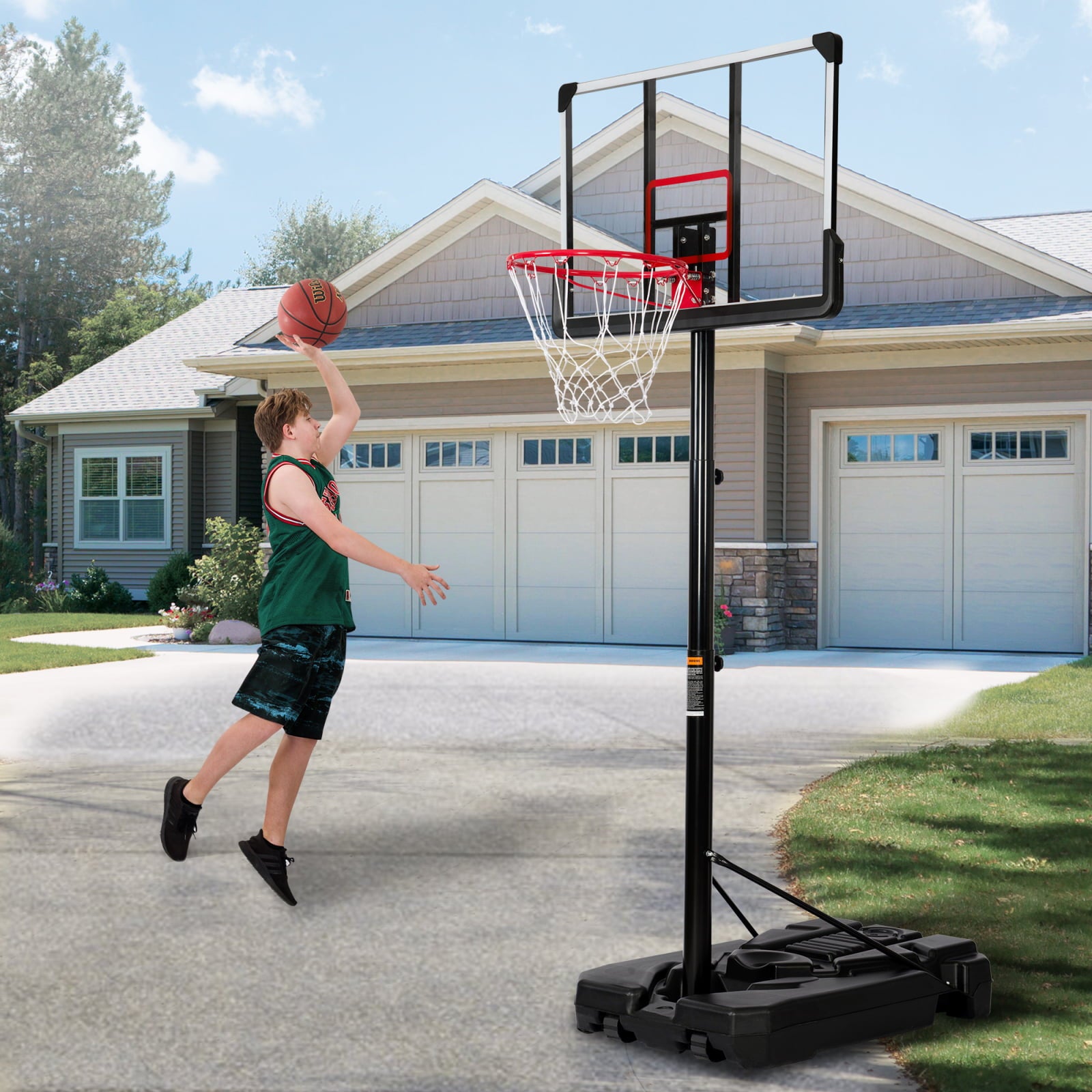 Pouseayar Portable Basketball Hoop and Goalt with 6.6-10ft Height， Black