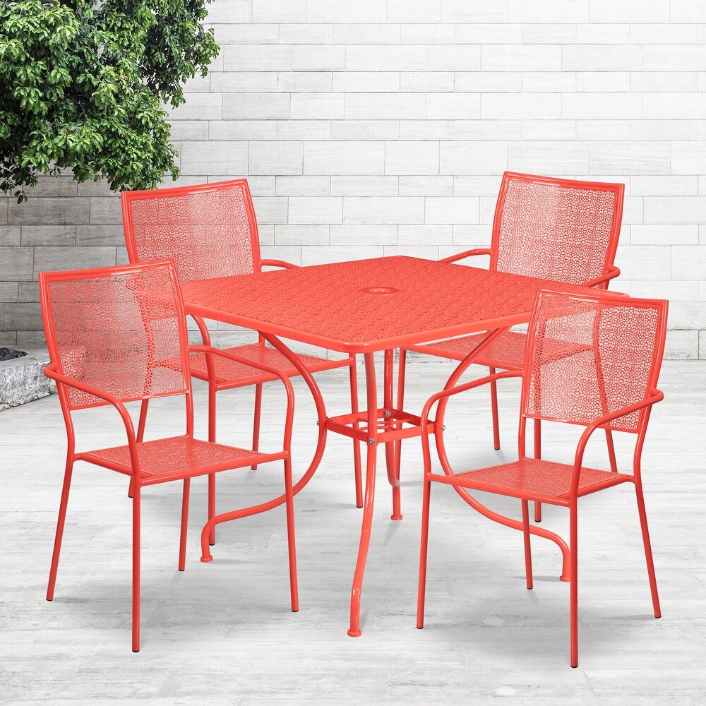 Steel 5 piece 35.5 inch Square Indoor Outdoor Dining Set