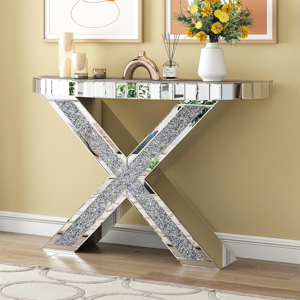 Modern Sofa Console Table with X cross Diamond Legs