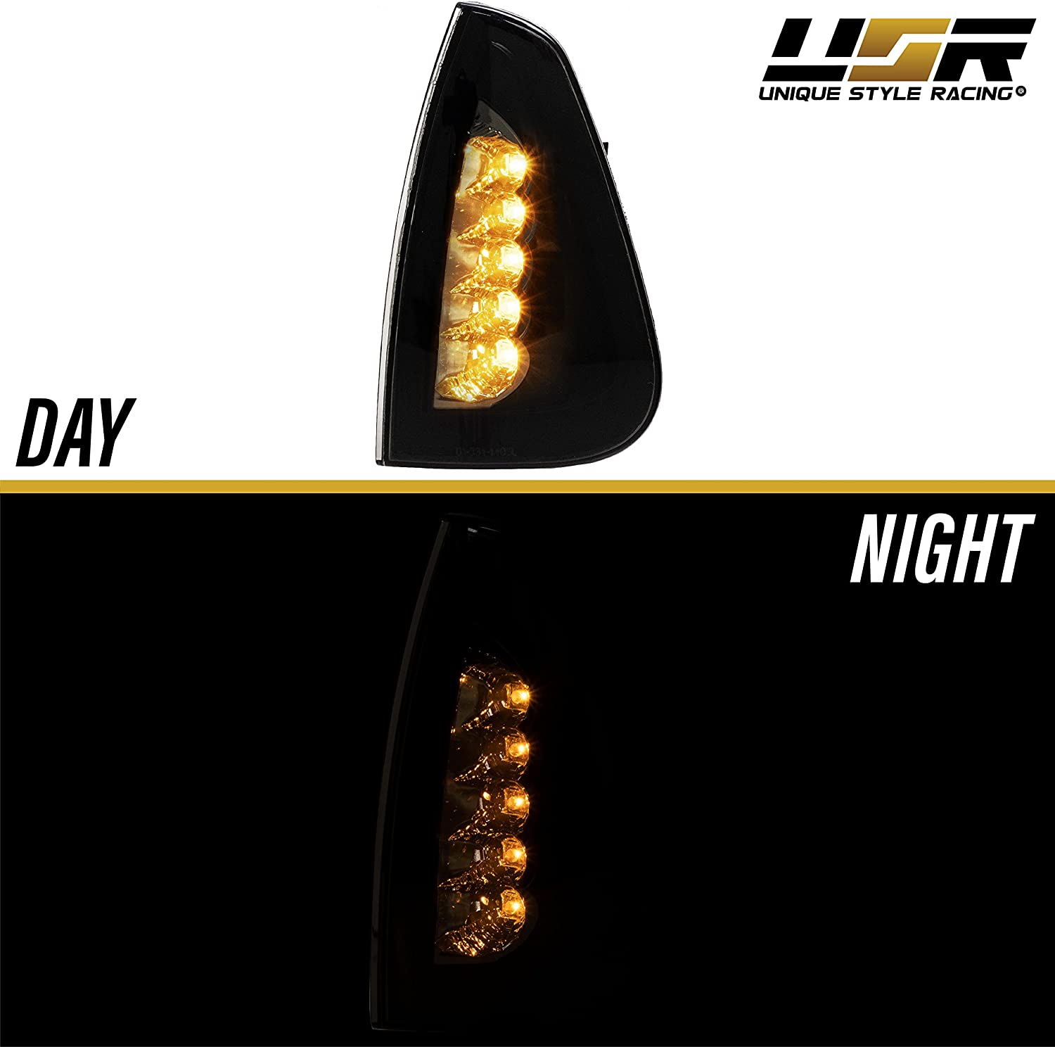 USR DEPO Charger Turn Signal Lights - andlt; LED UPGRADE andgt; Black / Smoke Front LED Corner Lamps (Left + RIght) Compatible with 2006-2010 Dodge Charger Sedan (Smoked Lens， Plug and Play Amber LED)