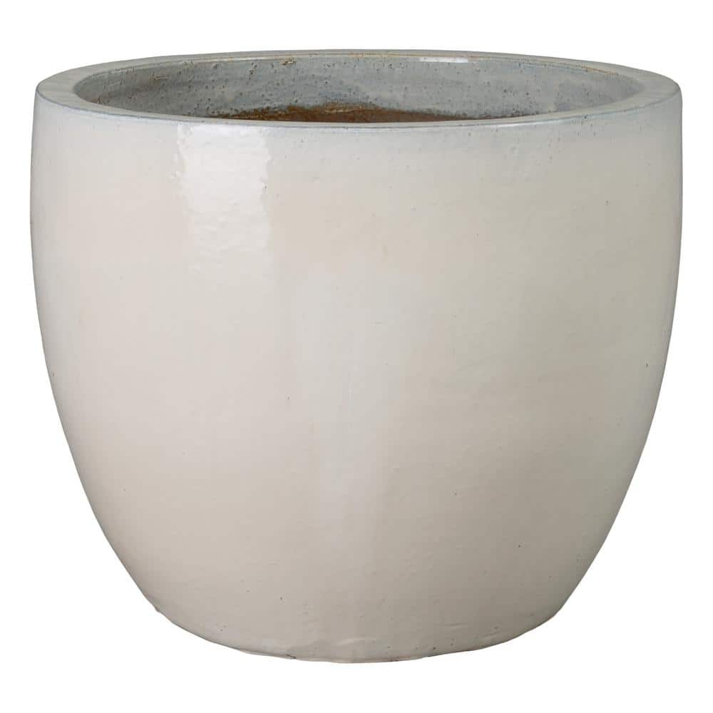 Emissary 28 in. L x 24 in. H White Ceramic Round Planter with High-Fire Treatment 12185MW-6