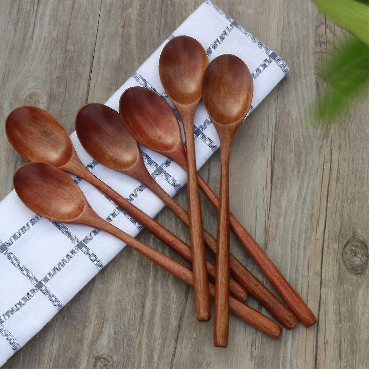 Wooden Spoons， 2 Pieces Wood Soup Spoons Long Handle Spoon