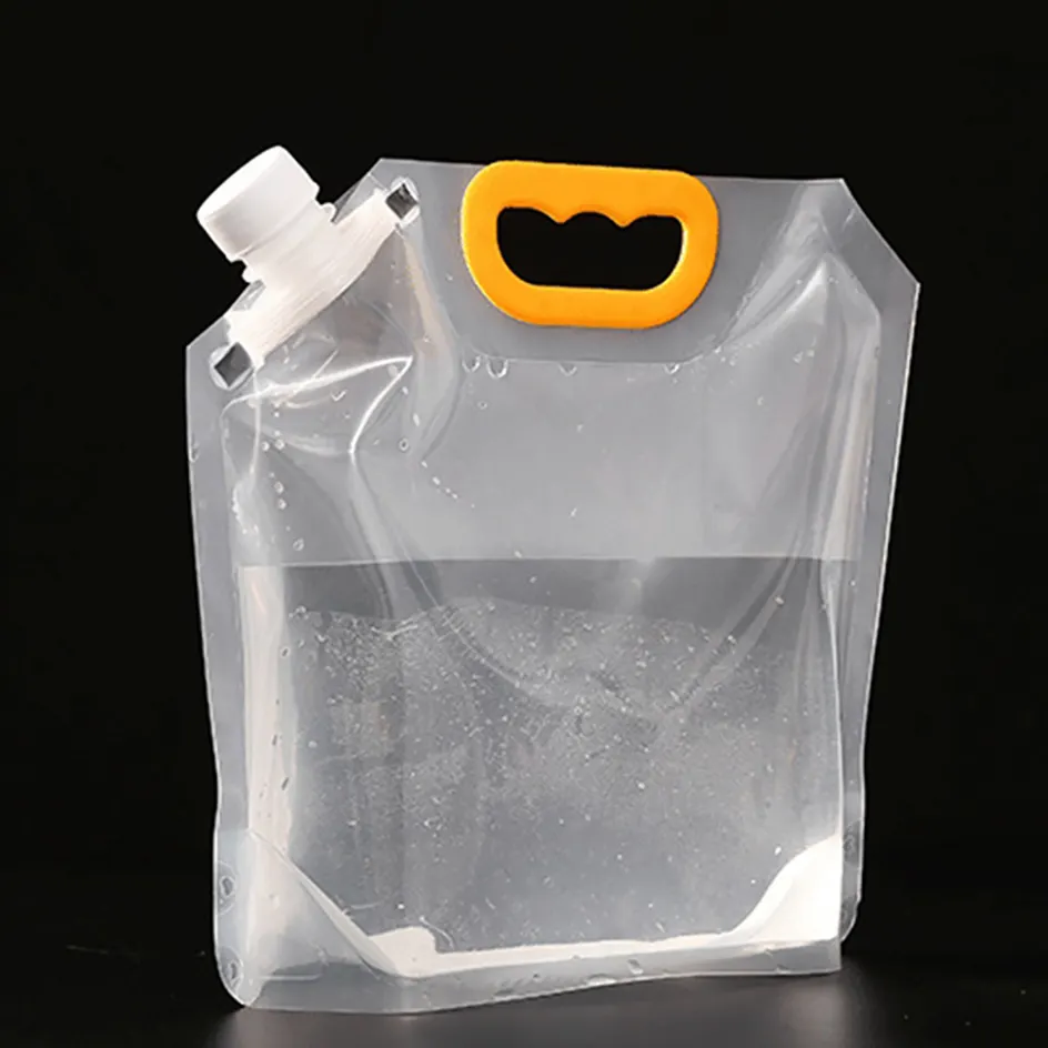 1.5/3/5L Foldable Beer Bag Transparent Stand Up Plastic Juice Milk Packaging Bag Outdoor Camping Hiking Portable Water Bags