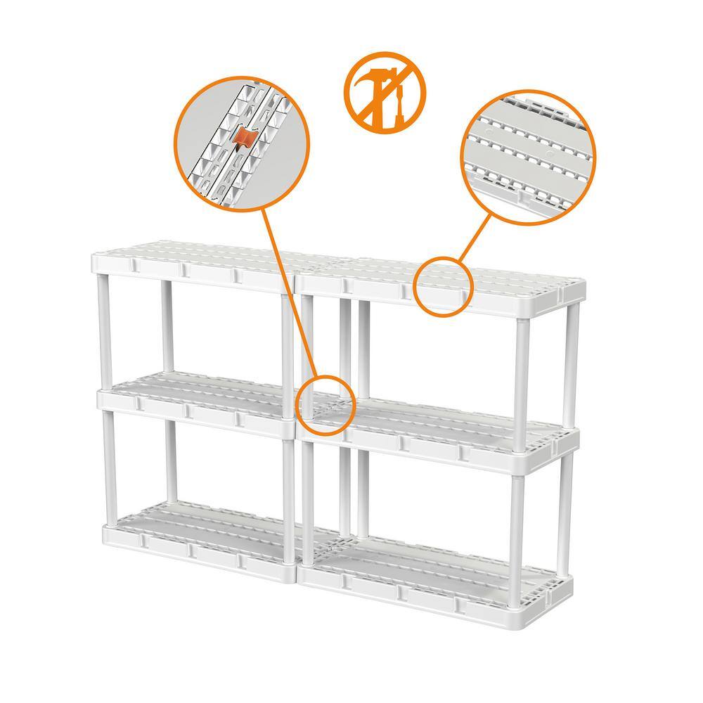 GRACIOUS LIVING Knect A Shelf 3 Shelf Interlocking Organizers White (2-Pack) 2 x 91083-1C