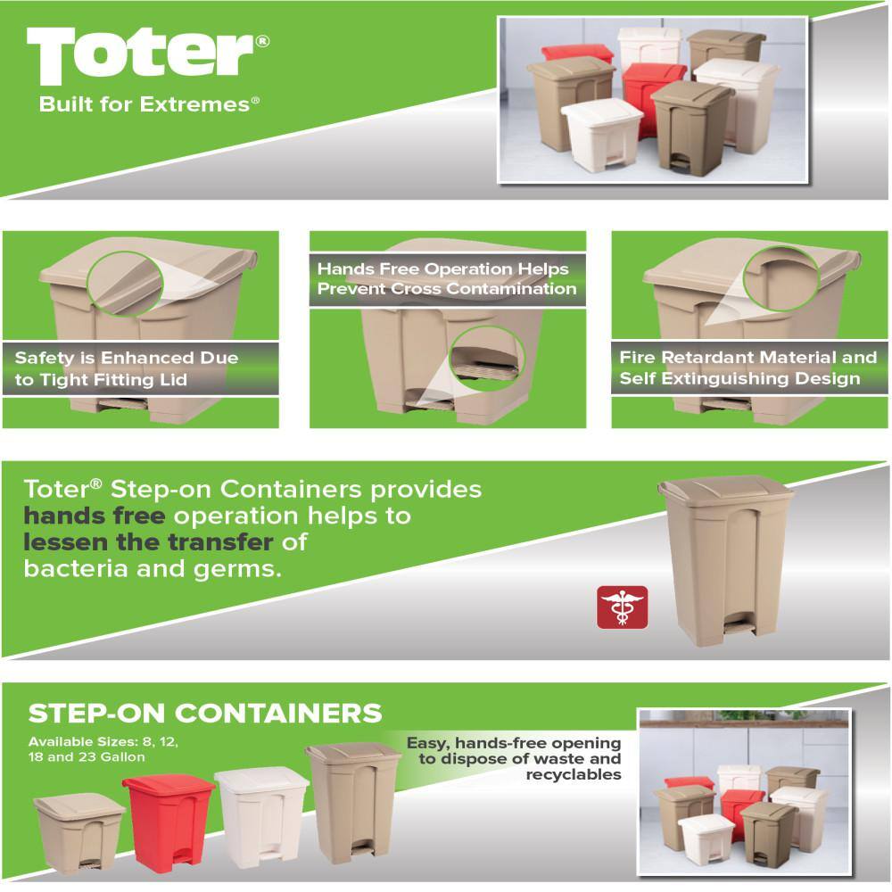 Toter 23 Gallon Beige Fire Retardant Step-On Trash Can SOF23-00BEI