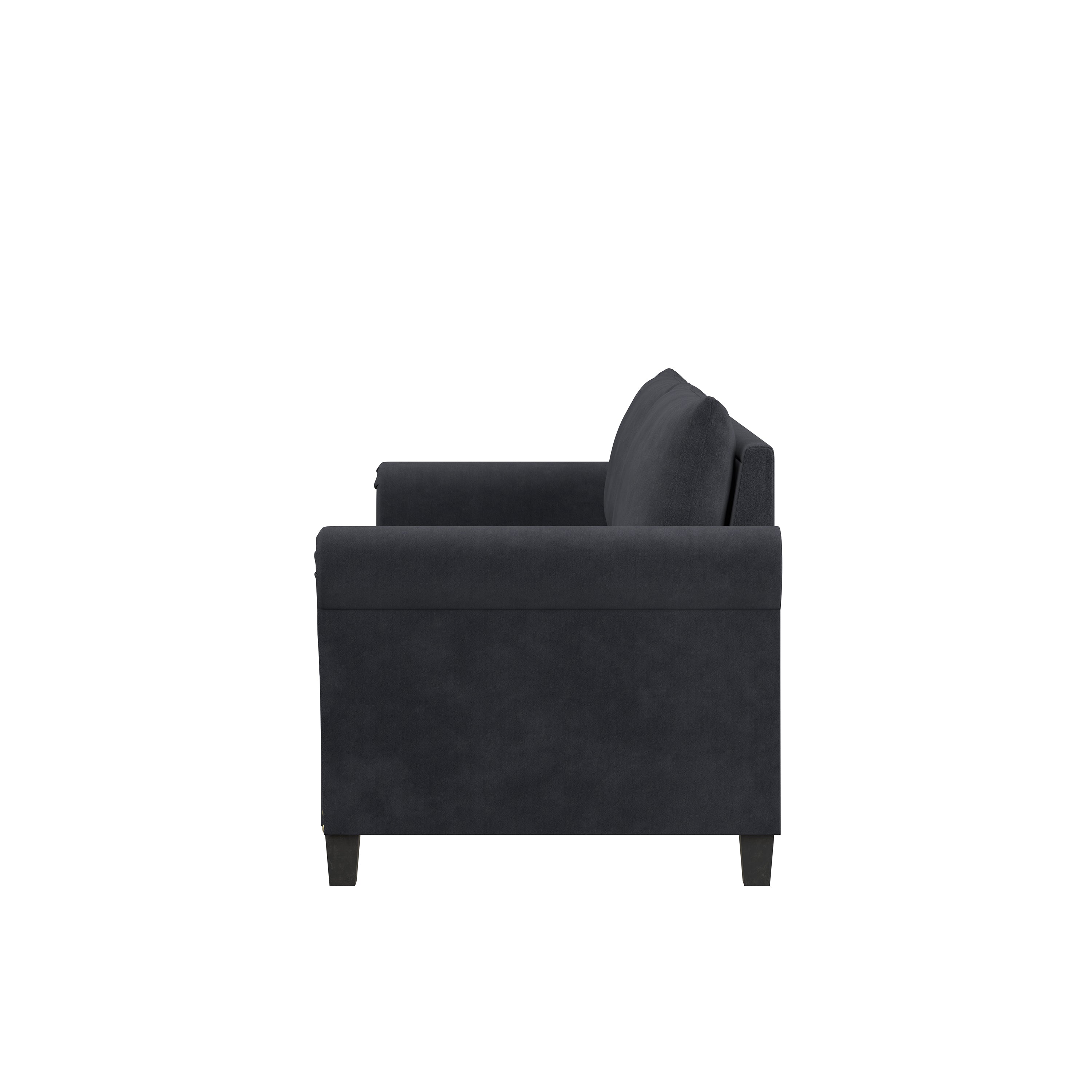 Lifestyle Solutions Fallon Sofa with Nail Head Trim, Charcoal Microfiber