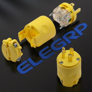 ELEGRP 15 Amp 125-Volt NEMA 5-15P 2 Pole 3 Wire Grounding Straight Blade Plug Yellow (5-Pack） EP31-0705