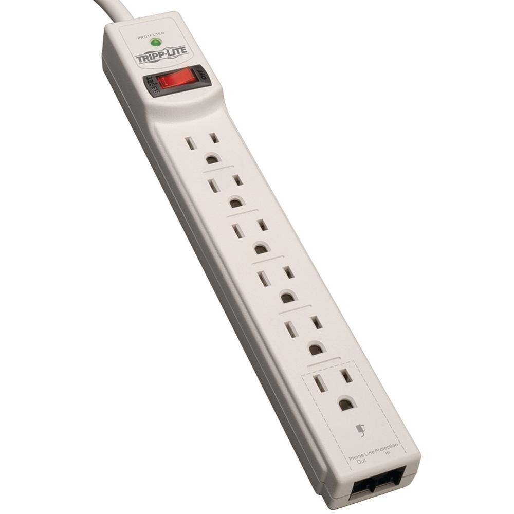 Tripp Lite Protect It 4 ft. Cord with 6-Outlet Strip Surge Protector TLP604TEL