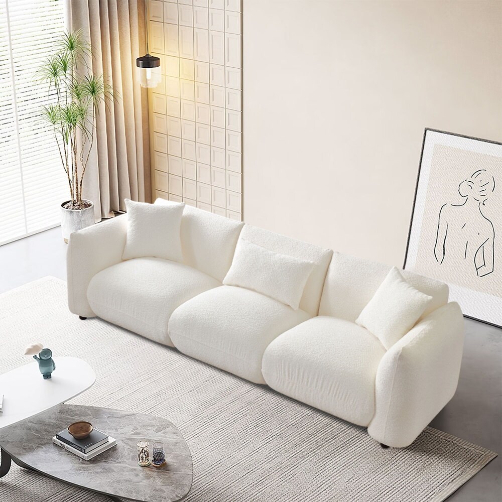 Modern Comfy Cloud Couch 3 Seater Sofa  Living Room Long Sofa with Piilow