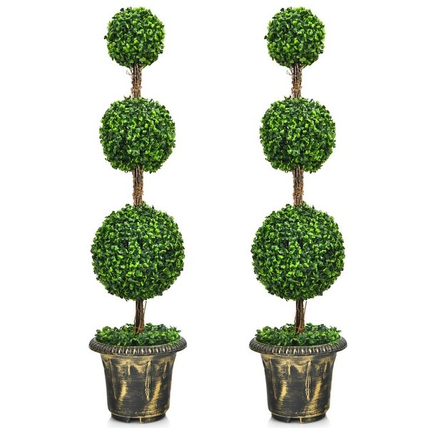 4 ft Artificial Topiary Triple Ball Tree Plant