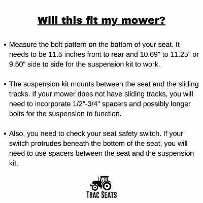 Trac Seats Seat Suspension Kit for Spartan RZ Series Zero Turn Mower