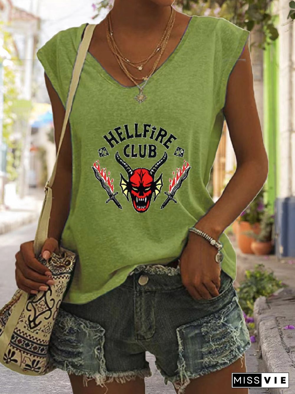 Women'S Tank Tops Casual V-Neck Print Sleeveless Tank Top