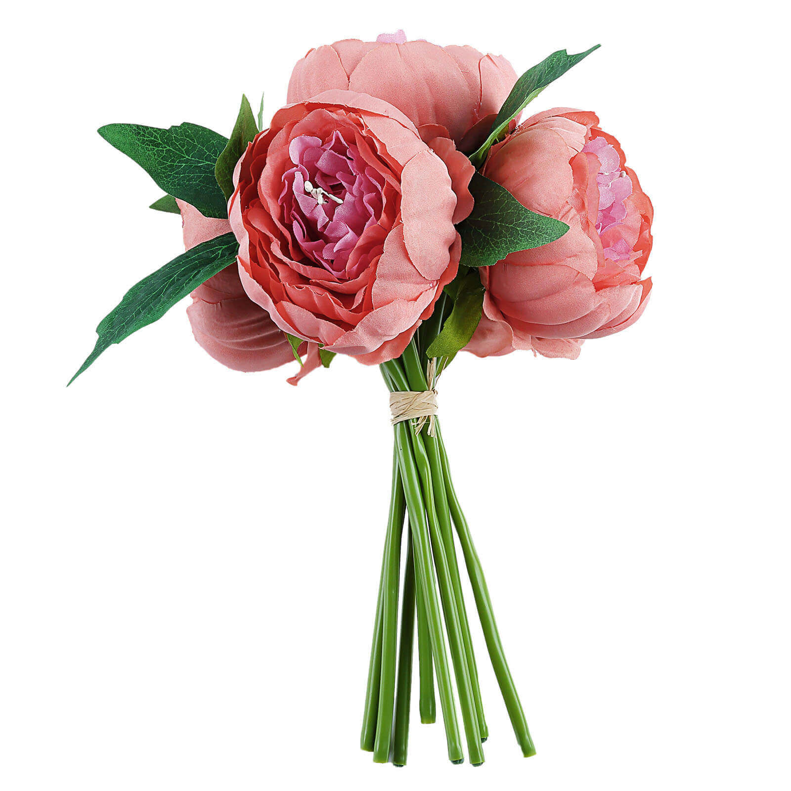 5 Flower Head Dusty Rose Peony Bouquet Artificial Silk Peonies Spray