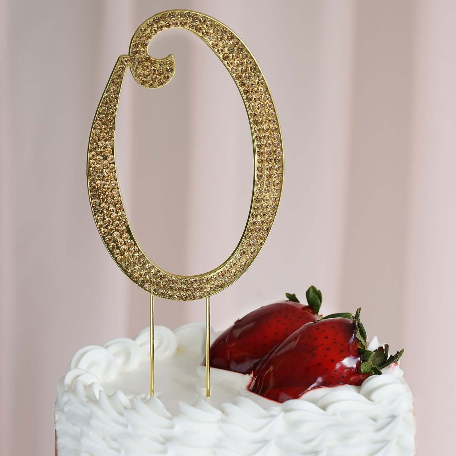 Gold Rhinestone Monogram Letter and Number Cake Toppers 4.5