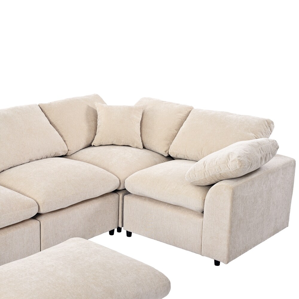 Oversized Modular Corner Sofa L Shaped Sectional Sofa w/Ottoman 7 Seat Sectional Sofa w/Removable Cushions for Livingroom