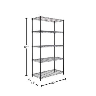 Seville Classics Black 5-Tier Steel Wire Garage Storage Shelving Unit (30 in. W x 60 in. H x 14 in. D) WEB675