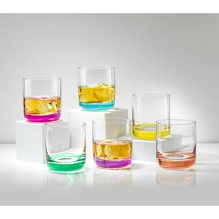 JoyJolt Hue 10 oz. Multi Colored Double Old Fashion Drinking Glass (Set of 6) JG10272