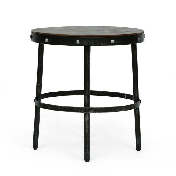 Rivet Modern Industrial Handcrafted Round Mango Wood Side Table by Christopher Knight Home - 20.00