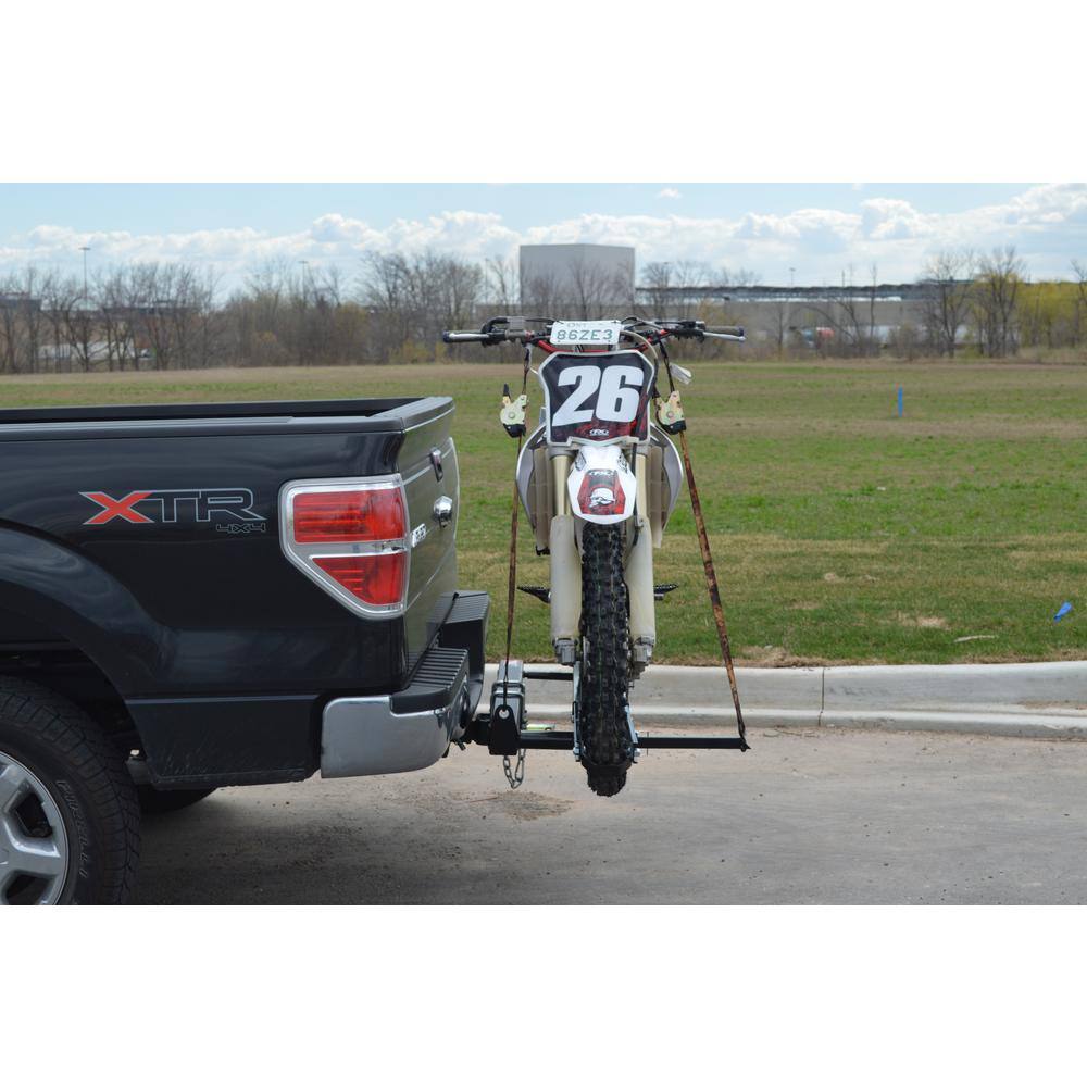 DK2 400 lb. Capacity Hitch Mounted Motorcycle Carrier with Adjustable Front Wheel Channel TMC201