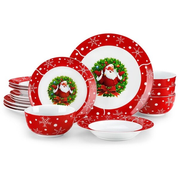 VEWEET Porcelain Christimas 16Piece Dinnerware Set (Service for 4)